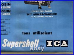 AFFICHE AUTOMOBILE 3e TOUR de CORSE 1958 ALFA-ROMEO DAUPHINE GORDINI coupe DAMES
