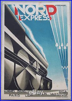 AFFICHE CARTE NORD EXPRESS LONDRES BRUXELLES HACHARD PARIS CASSANDRE CIRCA 1927