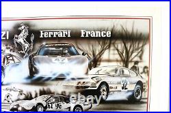 AFFICHE FERRARI FRANCE CHARLES POZZI 1989 signée ENZO NASO DAYTONA 308 328 288