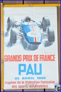 AFFICHE GRAND PRIX AUTOMOBILE DE PAU 1965 par BELIGOND Affiche originale
