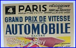 AFFICHE GRAND PRIX PARIS Vélodrome Parc des Princes RACER MOTO SIDE 1960 litho
