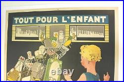 AFFICHE JOUETS TOUT POUR L'ENFANT ROUSSEL 1926 TOULOUSE rue du LANGUEDOC 31