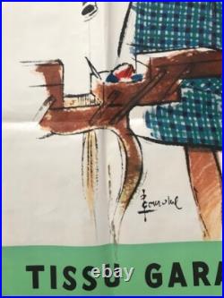 AFFICHE LAVACLOR GRAND TEINT TISSU BOUSSAC FILLE POUPEE 1950 COURONNE ref 55