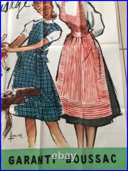 AFFICHE LAVACLOR GRAND TEINT TISSU BOUSSAC FILLE POUPEE 1950 COURONNE ref 55