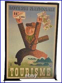 AFFICHE LOTERIE NATIONALE TOURISME 14e 1939 TRANCHE DEROUET & LESACQ LAFAYETTE
