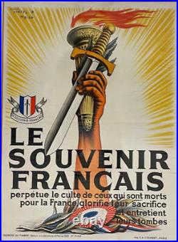 AFFICHE ¨Le Souvenir Français perpétue le culte Virtel¨ WW2 ORIGINAL