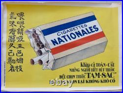 AFFICHE Lithographique CIGARETTE LA NATIONALE c50 VIETNAM