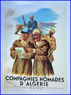 AFFICHE MILITARIA COMPAGNIES NOMADES D'ALGERIE GENDARMERIE 1956 Roger J. IRRIERA