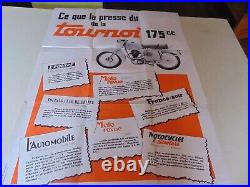 AFFICHE MOTO TERROT publicitaire TOURNOI 175 cc 78 x 59 cm 1957 1958