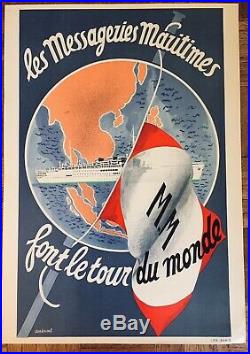 AFFICHE Messageries Maritimes De LOUIS ROBERT ANTRALE FRENCH VINTAGE POSTER