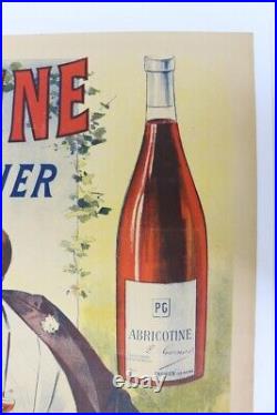 AFFICHE ORIGINALE 1900 litho alcool ABRICOTINE P. GARNIER ENGHIEN BAINS éventail