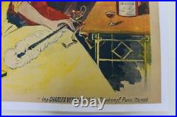 AFFICHE ORIGINALE 1900 litho alcool ABRICOTINE P. GARNIER ENGHIEN BAINS éventail