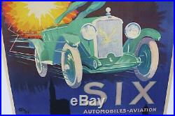 AFFICHE ORIGINALE 1923 AUTO AVION MICHEL SIX STRASBOURG ICARE car poster