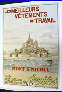 AFFICHE ORIGINALE 1935 MONT SAINT MICHEL ARIES signée Pierre CHEVALIER Ariès
