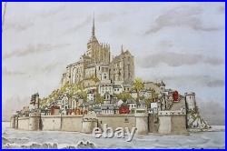 AFFICHE ORIGINALE 1935 MONT SAINT MICHEL ARIES signée Pierre CHEVALIER Ariès