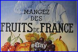 AFFICHE ORIGINALE ANCIENNE FRUITS de FRANCE 1934 ministère agriculture litho