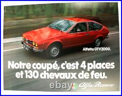 AFFICHE ORIGINALE GARAGE CONCESSION ALFA ROMEO ALFETTA GTV 2000 entoilée RARE