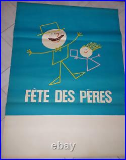 AFFICHE ORIGINALE pliée Fête des Pères 1950 très bon état