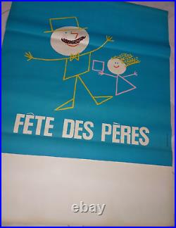 AFFICHE ORIGINALE pliée Fête des Pères 1950 très bon état