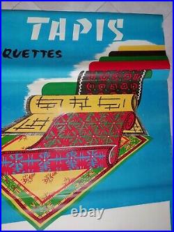 AFFICHE ORIGINALE pliée TAPIS et Moquettes Années 1950 113x155 -TTB