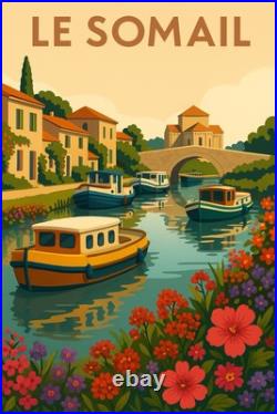 AFFICHE POSTER Canal Du Midi Le Somail