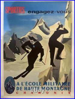 AFFICHE POSTER Chamonix École Militaire Haute Montagne