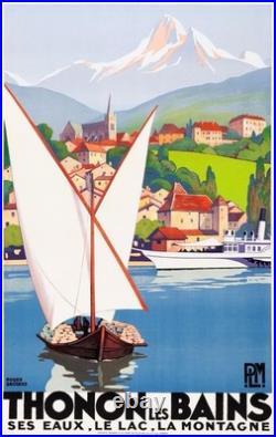 AFFICHE POSTER Lac Leman Tjonon Les Bains