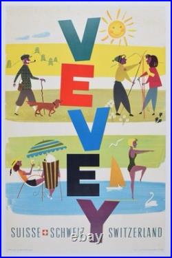 AFFICHE POSTER Lac Leman Vevey