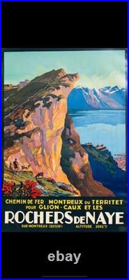 AFFICHE POSTER Montreux Rochers De Naye