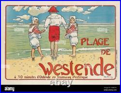 AFFICHE POSTER Plage Belgique Westende