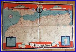 AFFICHE PUB Cie Générale Transatlantique Afrique du Nord routière 1951