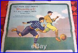 AFFICHE PUBLICITÉ WILLIAMS & C° 1920/1930 FOOTBALL SPORT ANCIEN LITHOGRAPHIE