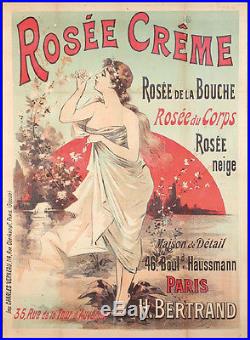 AFFICHE PUBLITAIRE Originale ART NOUVEAU 1890 par Eugene OGE Rosée Crème Beauté