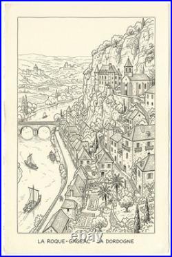 AFFICHE Poster La Roque Gageac Dordogne