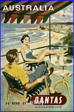AFFICHE Poster Qantas Australie