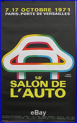 AFFICHE SALON DE L'AUTO. 1971. HERVE MORVAN. FORMAT 100 X 62 CM