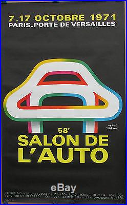 AFFICHE SALON DE L'AUTO. 1971. HERVE MORVAN. FORMAT 100 X 62 CM
