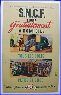 AFFICHE SNCF 1947 TRACTEUR semi remorque FAR F. A. R. Camion scammel scarab poster