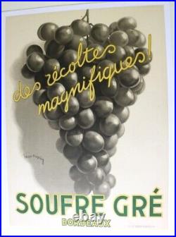 AFFICHE SOUFRE Gré Bordeaux Léon DUPIN 1933 LITHO vin naturel bio grappe raisin