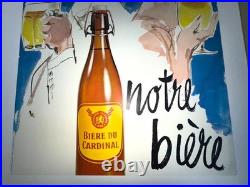 AFFICHE SUISSE BIERE CARDINAL façon BRENOT BRENET Pierre COURONNE années 50/60