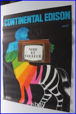 AFFICHE TV CONTINENTAL EDISON CENTAURE ARC EN CIEL LGBT GAY PRIDE 1967 sign ERIC