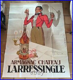 AFFICHE ancienne PUB Armagnac Château Larresingle 1938