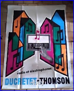 AFFICHE ancienne PUB Ducretet-Thomson Radio et électrophones Vers 1960