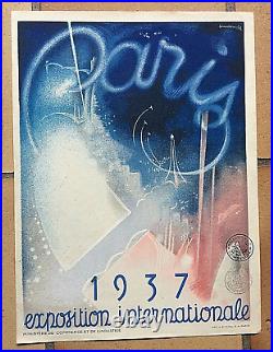 AFFICHE ancienne PUB Paris Exposition Internationale 1937