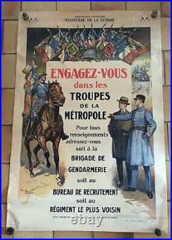 AFFICHE ancienne Politique Engagez-vous dans les troupes de la Métropole 1928