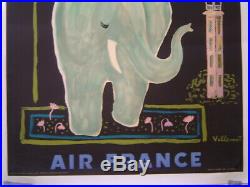 AFFICHE original entoilée AIR FRANCE / INDE / VILLEMOT 1956