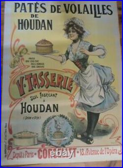 AFFICHE originale- Pâtés de Houdan TASSERIE Paolo Henri vers 1900