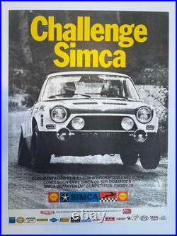 AFFICHE originale SIMCA Challenge coupé BERTONE 1000 1200 S 1962-1971 SHELL