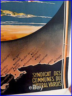 AFFICHE originale SNCF COTE D AZUR VAROISE MORERA Var publicité publicitaire