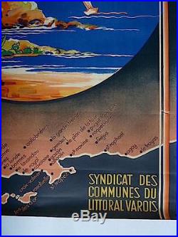AFFICHE originale SNCF COTE D AZUR VAROISE MORERA Var publicité publicitaire PUB